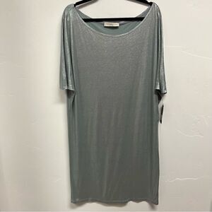 Stella McCartney off the shoulder dress size 46. Metallic silver. New with tags.